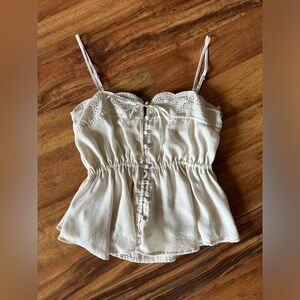 American Eagle Outfitters White Lace Trim Top